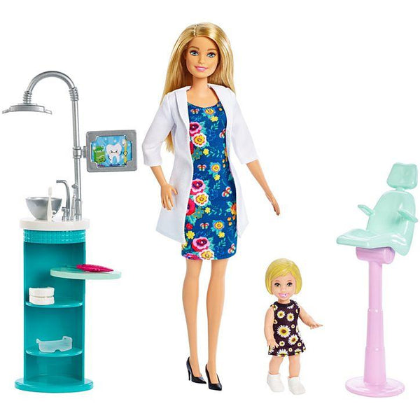 Barbie®Dentist Doll and Playset, Blonde, with Small Patient Doll and Accessories