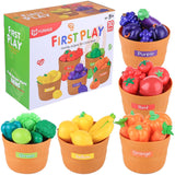 Children Pretend Play Fruits And Vegetables Playset Pre-School Learning Educational Toys Creative Cognition For Kids
