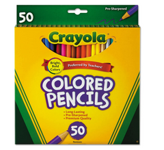 Crayola 684050 Long Barrel Colored Woodcase Pencils 3.3 mm 50 Assorted Colors/Set