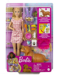 Mattel Barbie Doll And Newborn Pups Playset