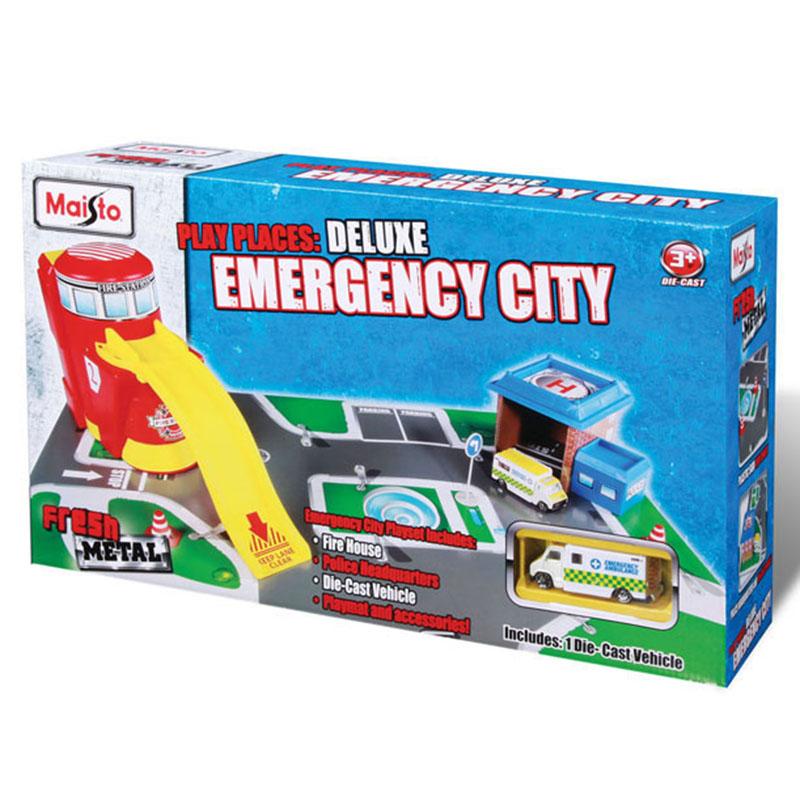 Maisto Fresh Metal - Play Places Deluxe Emergency City Track Set