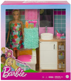 Barbie Doll, Bathroom Counter With Toilet & 11 Accessories New