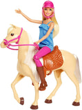 Barbie Doll & Horse Playset, Blonde Hair with Riding Accessories FXH13 GIFT NEW