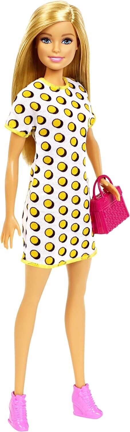 Barbie Doll Floral Dress Yellow Bag with Clothes and Accessories