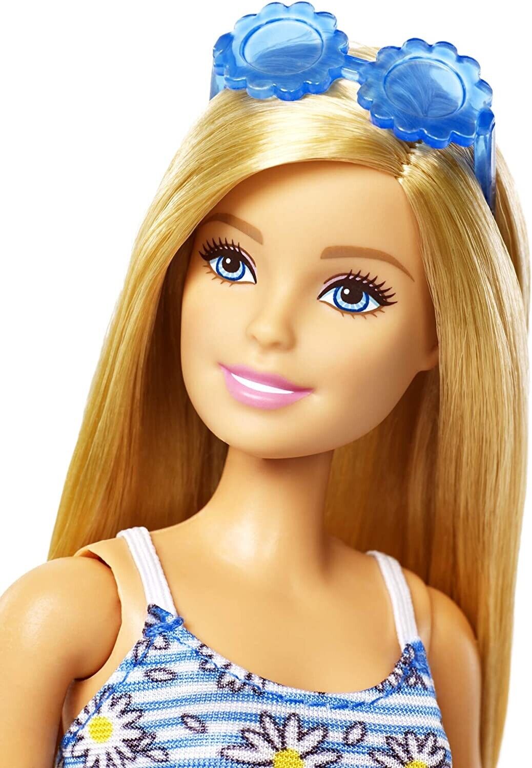 Barbie Doll Floral Dress Yellow Bag with Clothes and Accessories