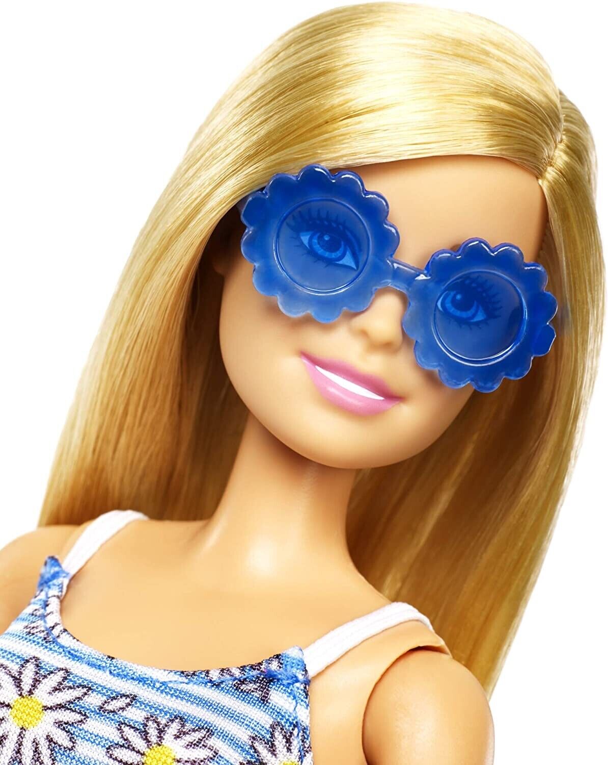 Barbie Doll Floral Dress Yellow Bag with Clothes and Accessories