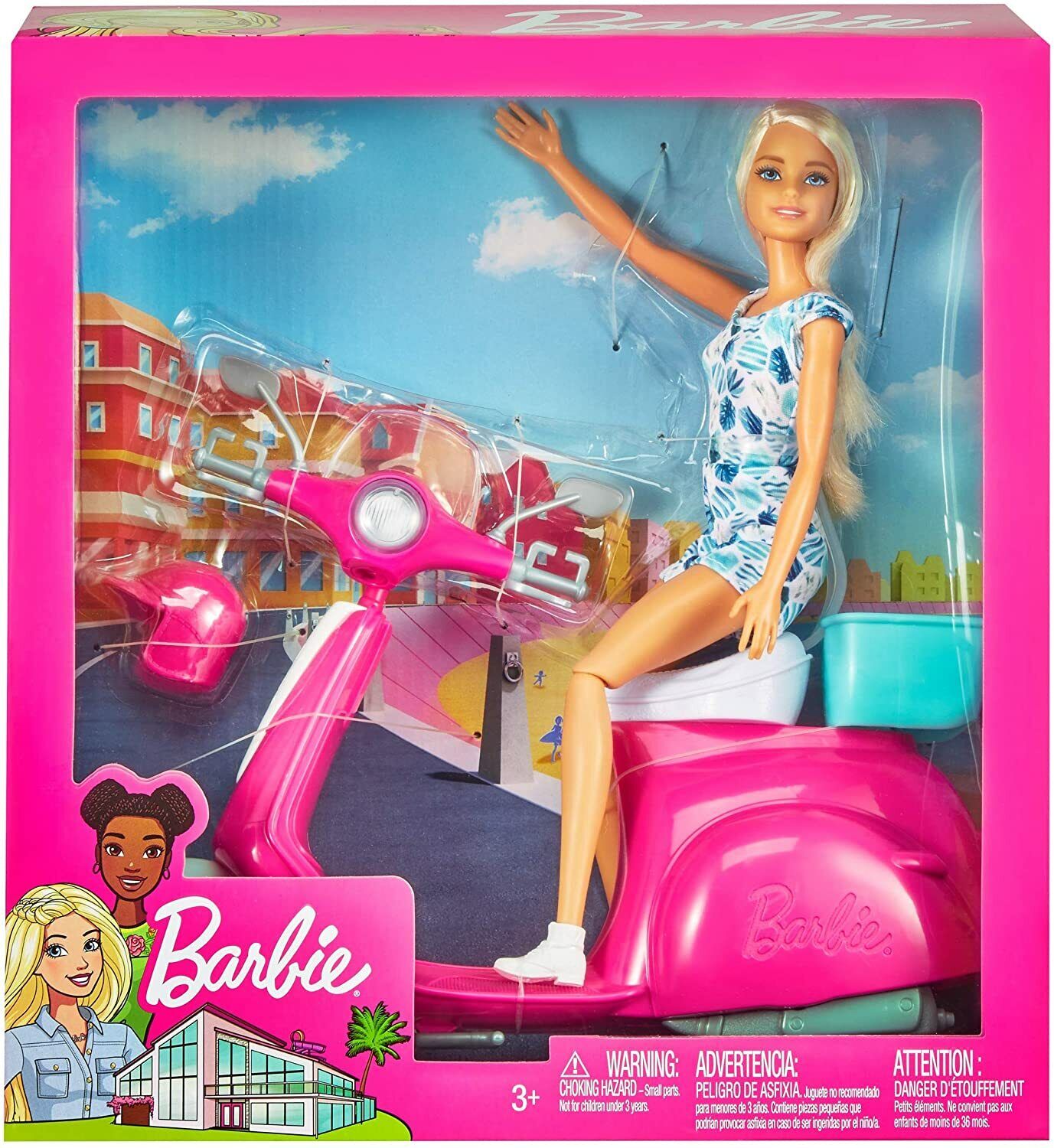 Barbie Doll & Pink Scooter Set