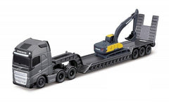 MAISTO METAL TRUCK VOLVO FH16 CAB LOW LOADER WITH CONSTRUCTION MACHINE (1PCS)