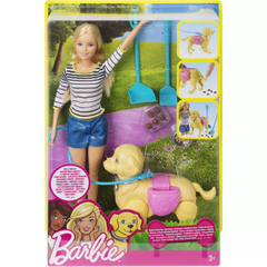 Barbie Walk & Potty Pup Set with Doll & Tail-Activated Pooping Puppy