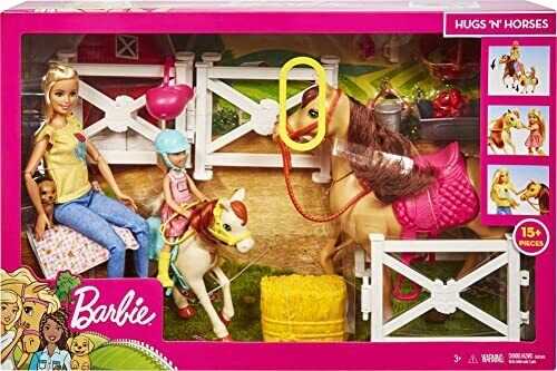 Barbie Playset and Chelsea Blonde Dolls, 2 Horses with Bobbling Heads
